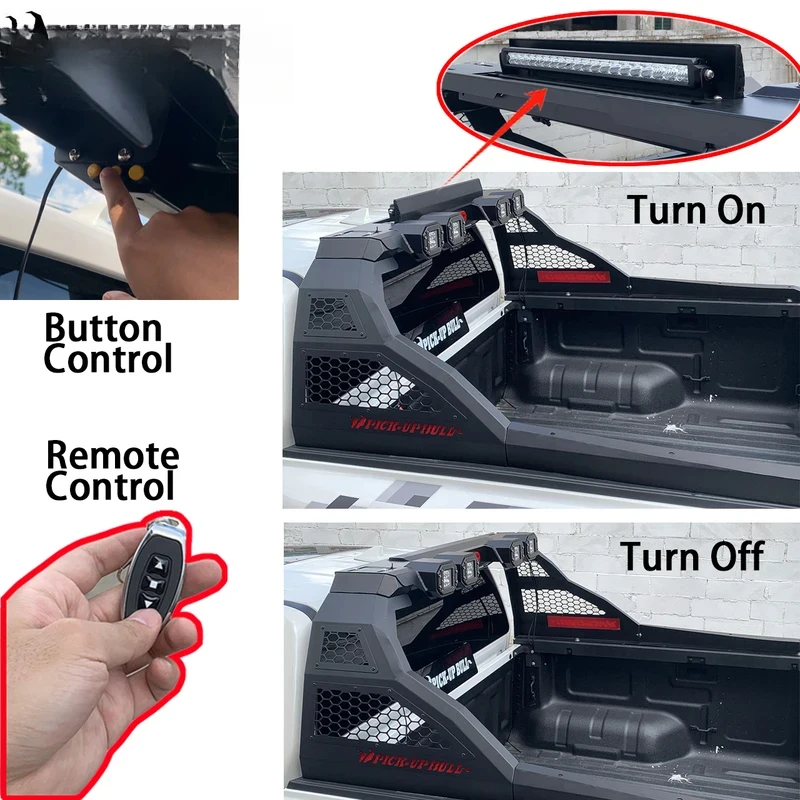 4x4 트럭 리모컨 버튼 듀얼 컨트롤 롤바 (힐룩스, 나바라, 디맥스, 레인저, NP300용) 자동 스팟 스틸 스포츠 롤바 포함