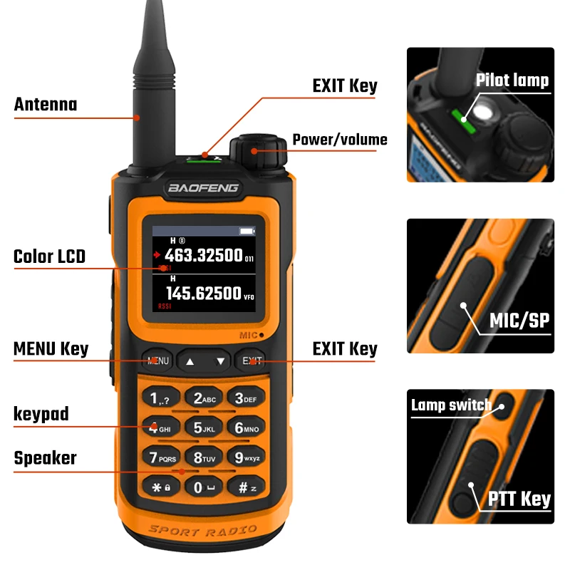 Baofeng UV-20 Dual Band Powerful Waterproof TYPE C Ham Radio Long Range FM Hunting One-Click Copy Walkie Talkie Two Way Radios 6