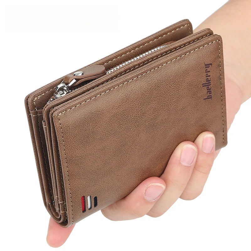 Men wallet PU leather fashion multi slot card holder men purse vertical male fold wallets