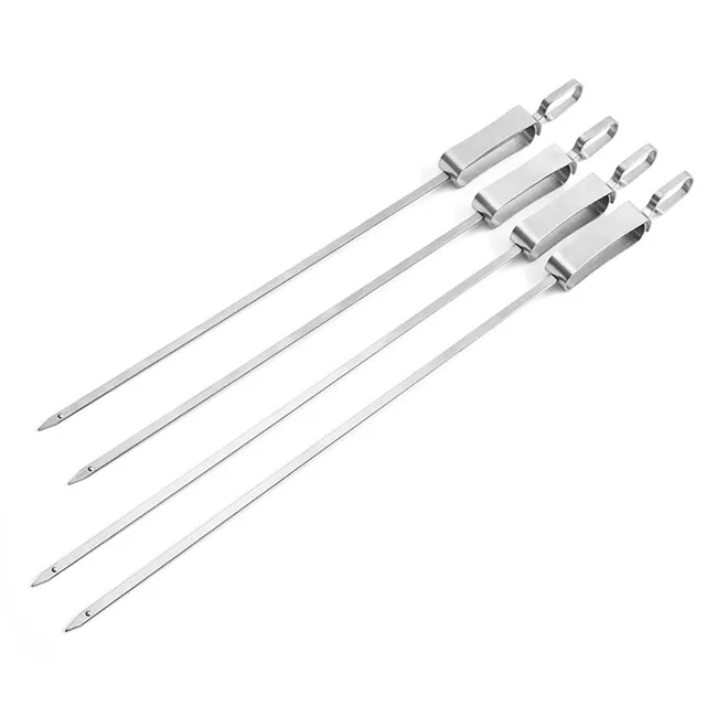 Bbq Nyársai Hosszú, Lapos Kebob Nyárs Grillezésére Push Rudat Újrafelhasználható Grill -Grill Botok Tartozékok - Image 2