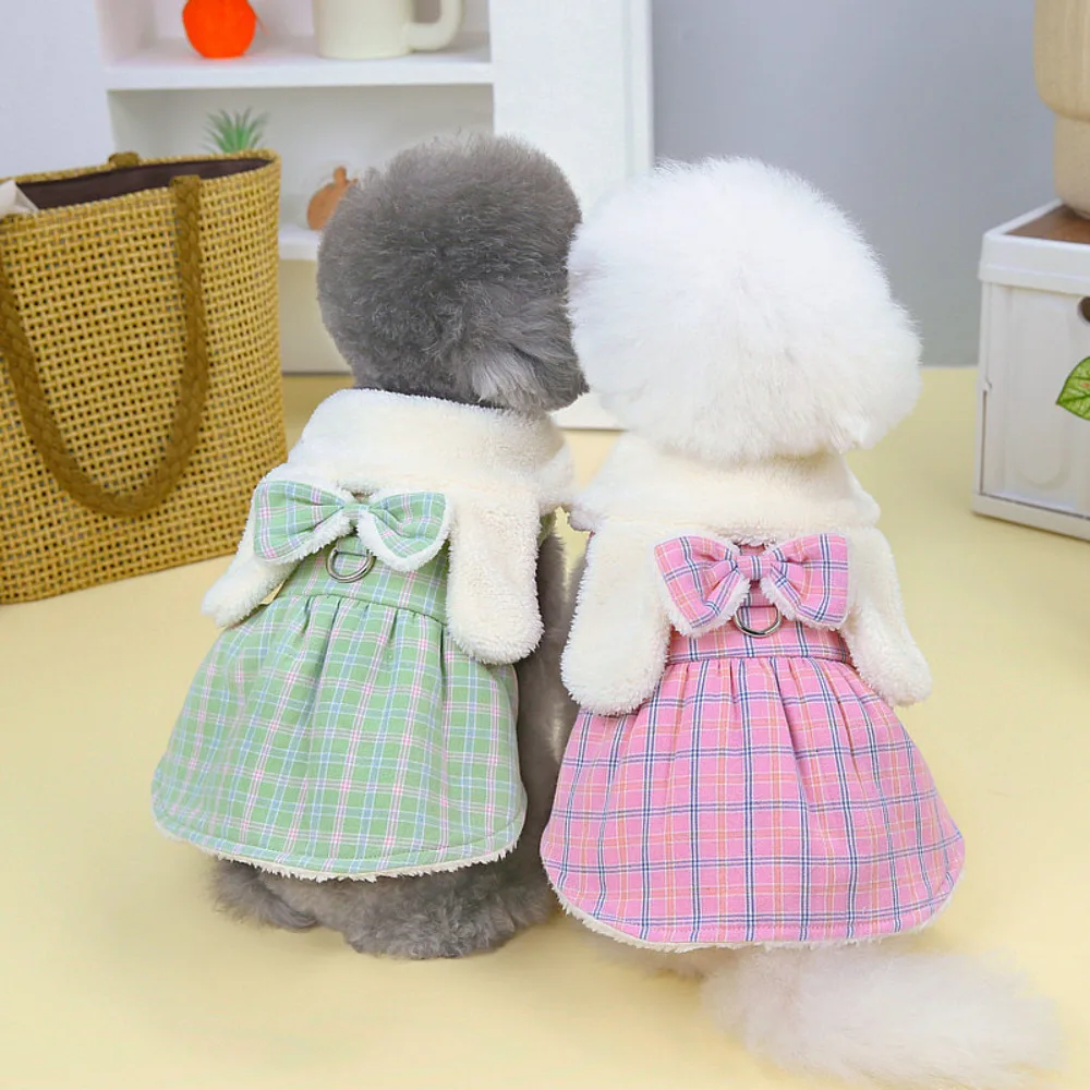 

Puppy Princess Dress Winter Autumn Pet Fashion Plaid Skirt Cat Cute Desinger Clothes Small Dog Harness Poodle Yorkshire Maltese