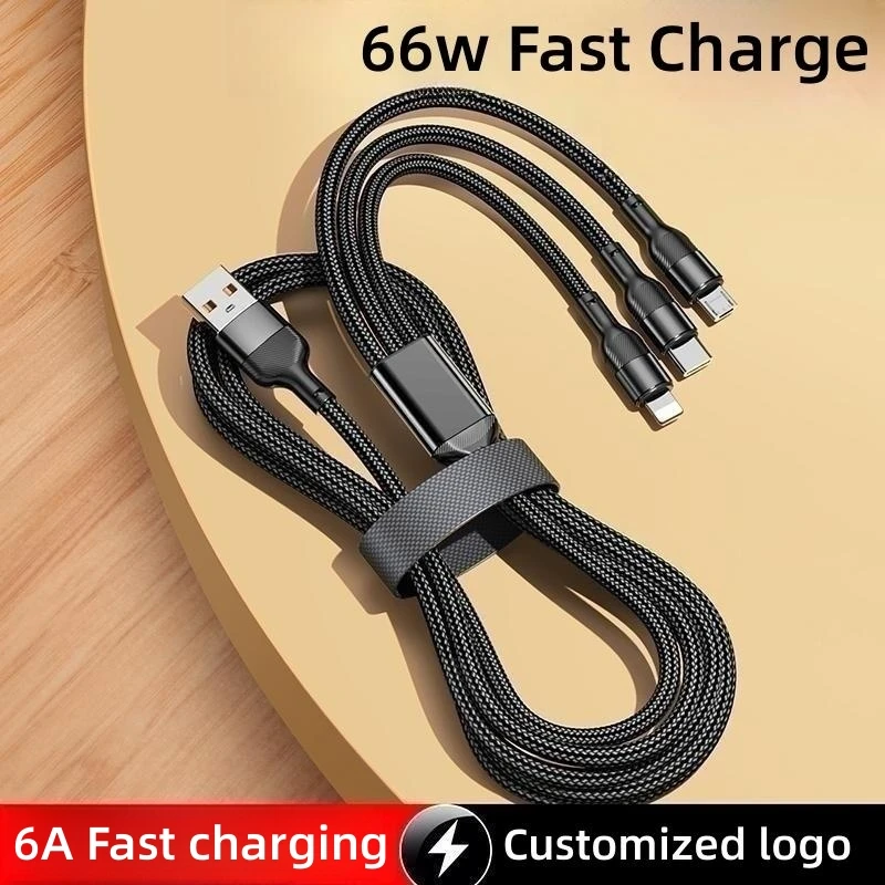 Sbtool 3 in 1 고속 충전 케이블 66W 6A 멀티 포트 USB-C 마이크로 USB 타입-C 데이터 케이블 아이폰 삼성 화웨이용