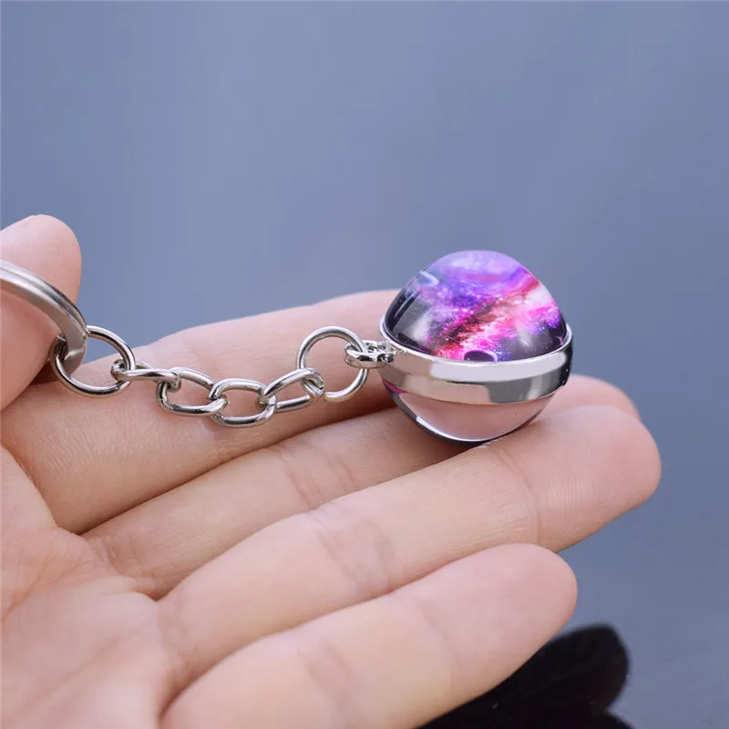Key Chains Glow In The Dark Multicolor Planet Galaxy Universe Outer Space Astronomical Jewelry Glass Ball