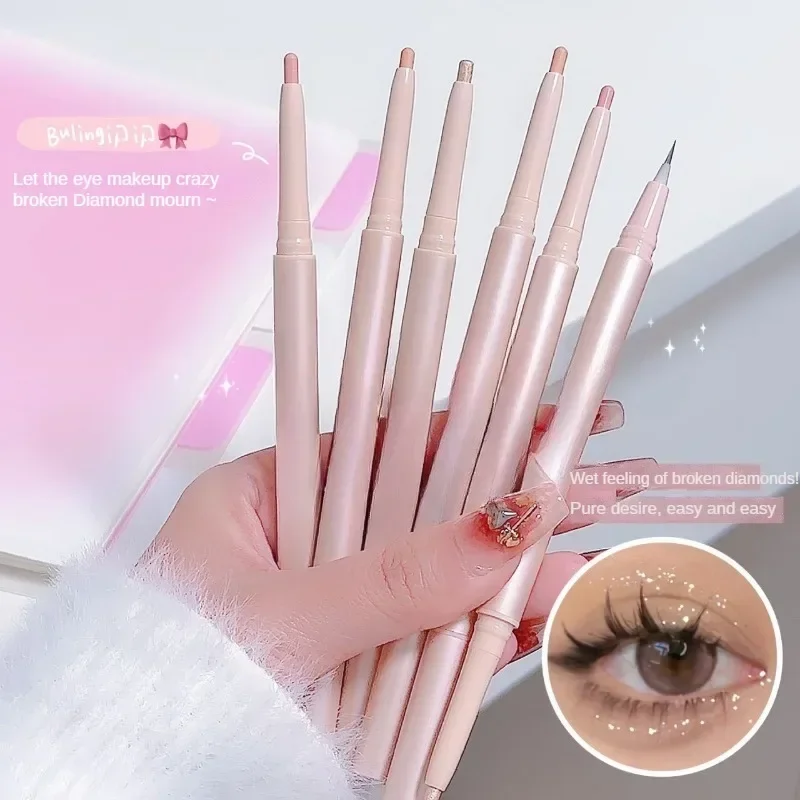 Double Head Matte Pink Lying Silkworm Pen Waterproof Lasting Natural Brightening Glitter Eyeshadow Pencil Korean Makeup Cosmetic eyeshadow pencil,matte eyeshadow