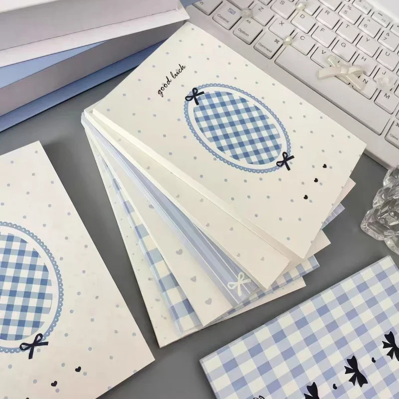 Blocco note A7 Blue Bow da 50 pagine/libro, blocco note portatile per messaggi, per l'ufficio degli studenti - immagine 5
