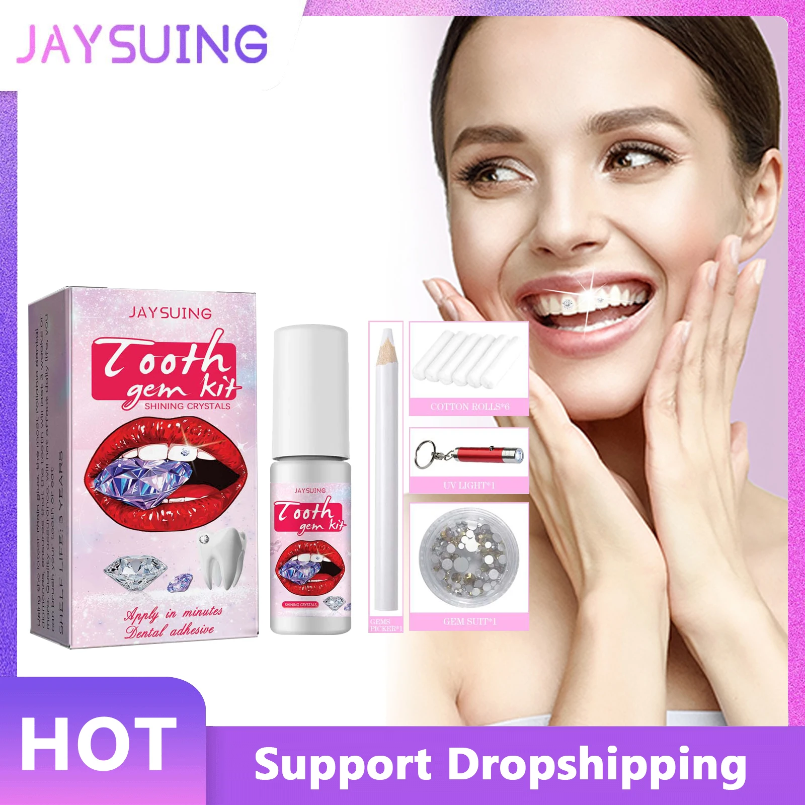 

Jaysuing Tooth Gem Kit Tooth Beauty Diamond Easy To Remove Beautiful White Tooth Decoration Sturdy and Reliable DIY Tooth Set