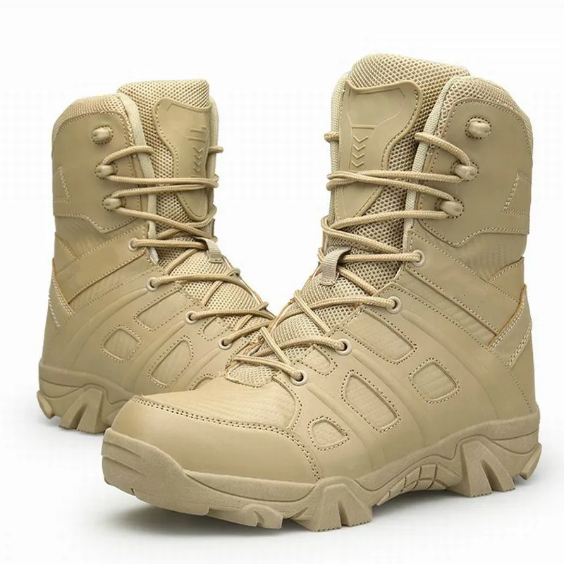 Men Tactical Military Boots Winter Leather Waterproof Desert Combat Army Work Shoes Mens Ankle Boot Man Plus Size