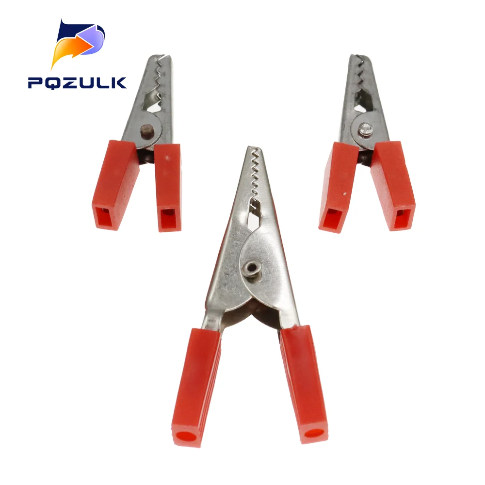 10PCS Insulated Crocodile Clips 35MM 50MM Plastic Handle Cable Lead Testing Metal Alligator Clips