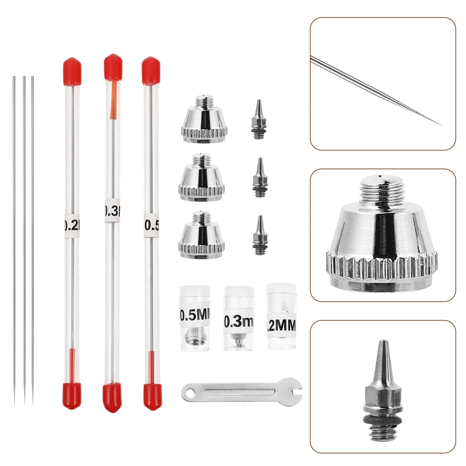 세트 당 10PCs, 0. 에어브러시 깍지 팁 에어브러시 페인팅 기계 부착물, 5mm, 0. 에어브러시 분무기 에어브러시 세트, 2mm