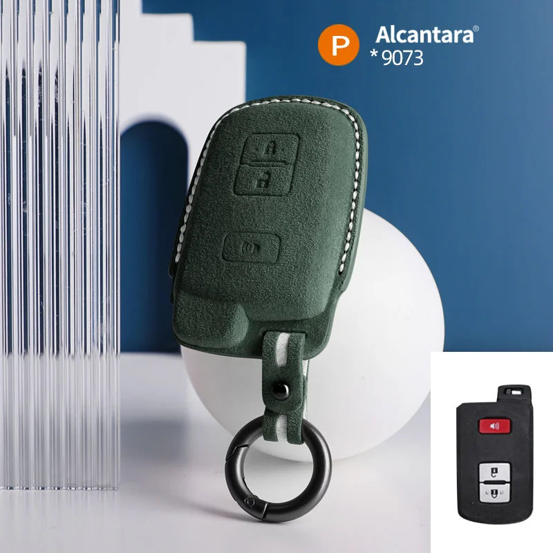 

Alcantara Car Key Case Cover High-quality Keychain For 2017-2021 Toyota Tacoma Land Cruise Prius V 4Runner 3 Buttons