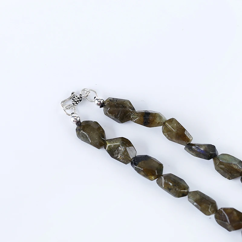 Fine Jewelry Natural Stone Labradorite Necklace Accessories Beads For DIY Jewelry Making 28x16x14mm 13x9x6mm 21inch 68.5g