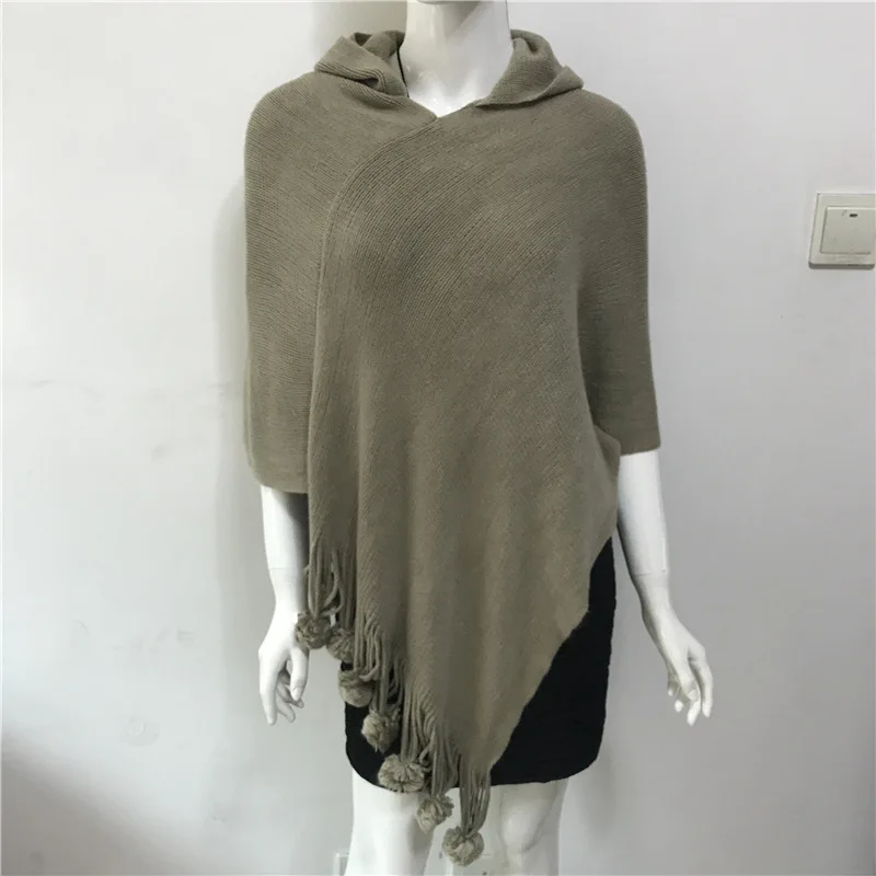 

Европейский и американский осенне-зимний новый теплый свитер с меховым помпоном шаль большого размера имитация кашемира популярный пуловер с капюшоном Cl