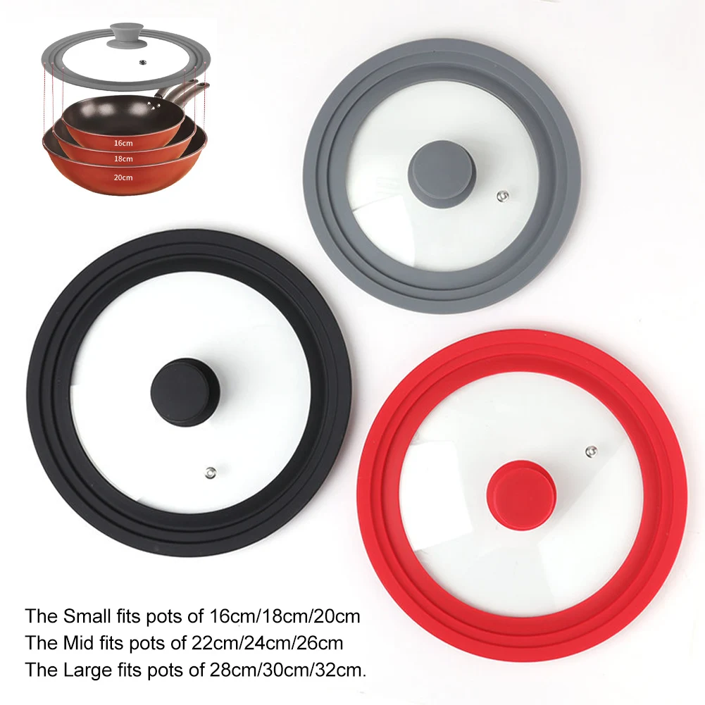 

Universal Lid for Pots Pans Skillets Tempered Glass Lids with Silicone Rim Heat Resistant Dishwasher Safe for 16-32cm Cookware