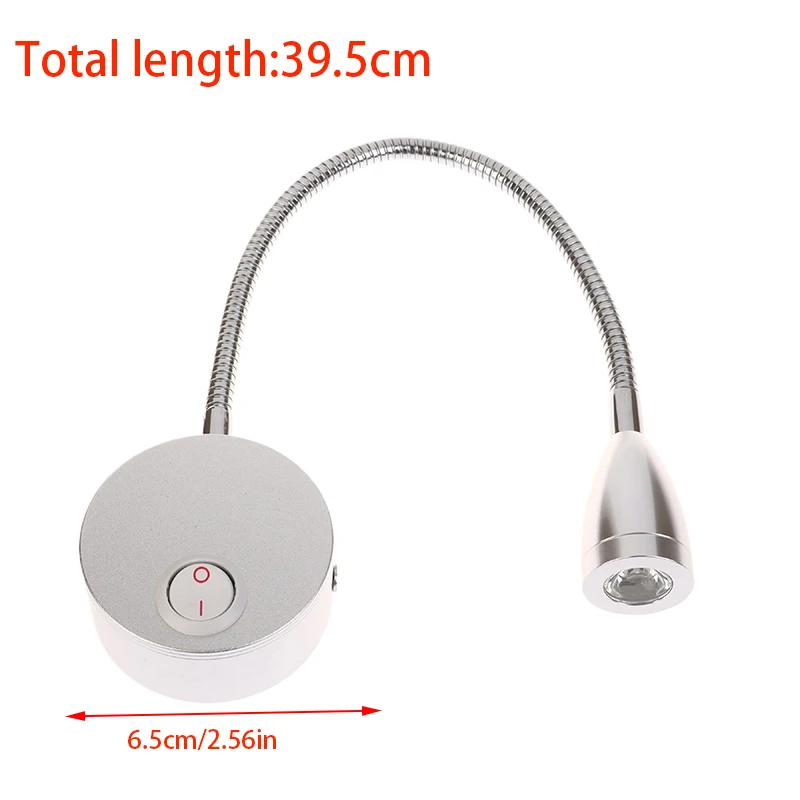 LED 독서등 블랙 실버 구즈넥 벽 램프, 침대 머리판 책상 6000K 침대 옆 스위치, LED 야간 램프, 1W