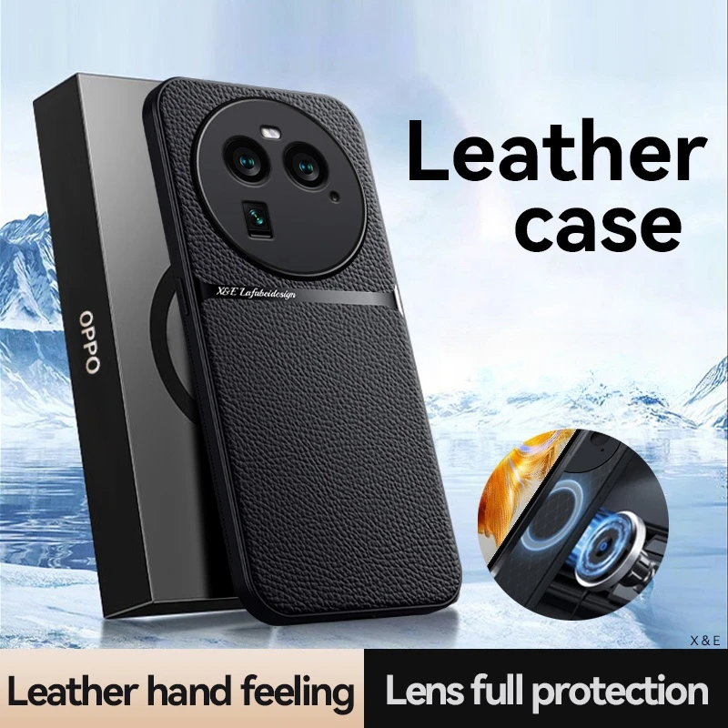 Leather Magnetic Car Holder Phone Case with Metal Plate Back Cover