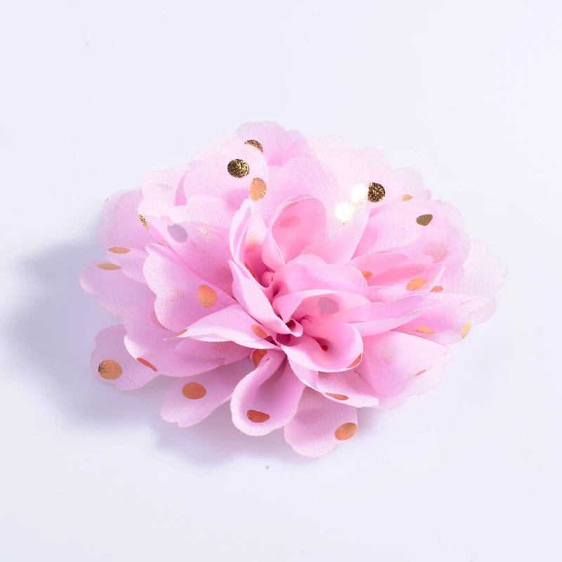 10 Stück 10 cm große dekorative Chiffon-Blumen für Hochzeiten, Verzierung, Stoffblumen mit goldenem Punkt für festliche und Partyzubehör – Detail 27