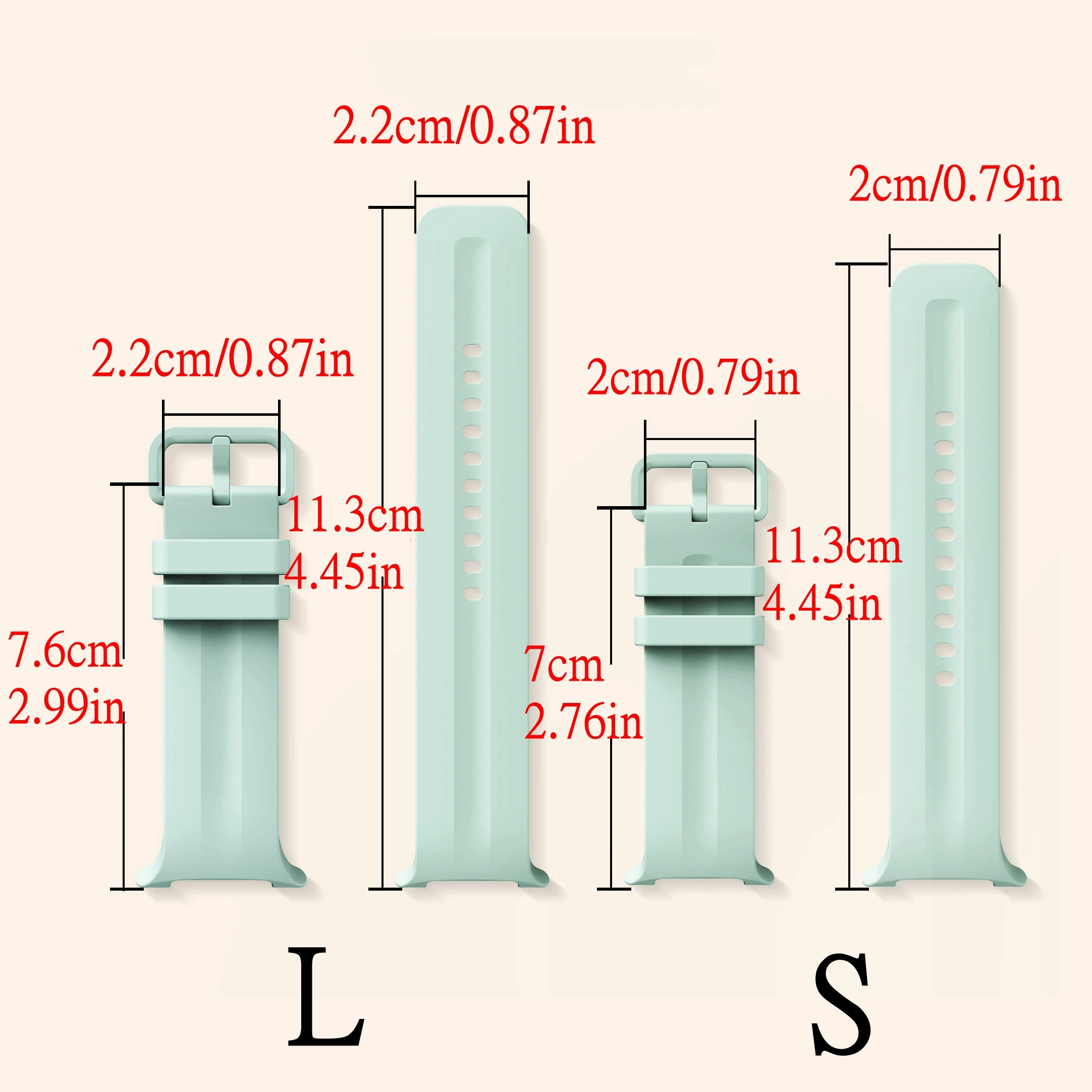 Silicone Replacement Wristband for Smartwatches - Soft and Durable Strap in Various Sizes