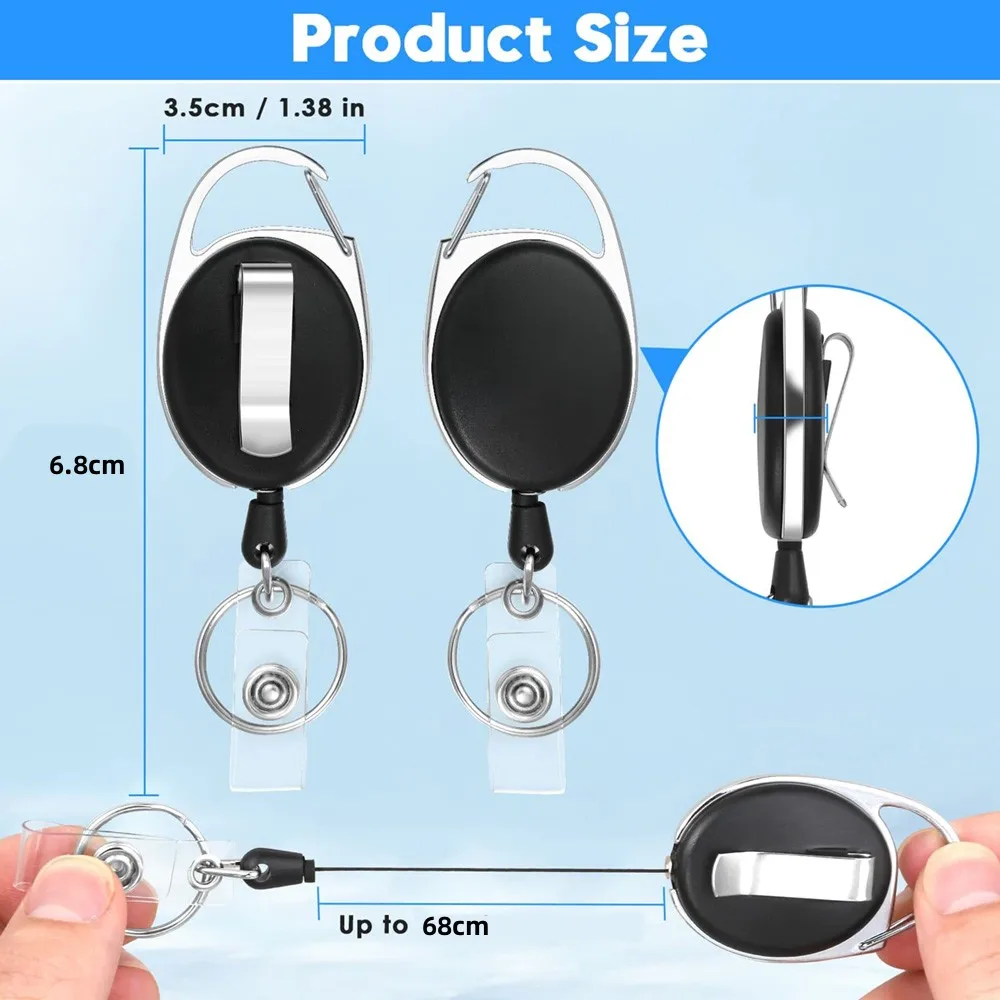 6Pcs/Set Retractable Badge Holder Badge Reel Retractable ID Badge Holder  Key Card Holder Tag Key Ring Chain Clips - AliExpress