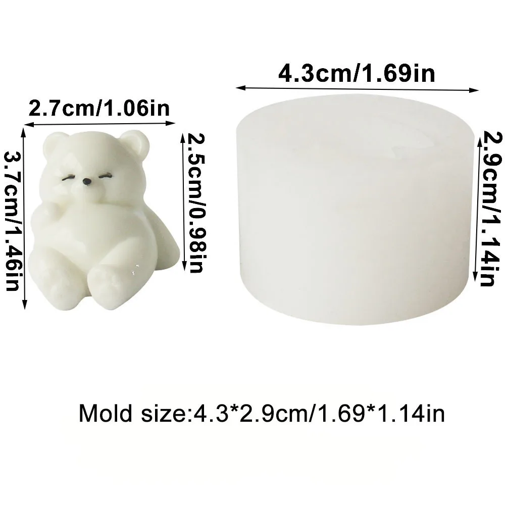 Mini Eisbär Tier niedlich weiß Bär Kuchen Ornament Schokolade Süßigkeiten handgemachte Kerze Form Prise Gips fallende Silikonform – Detail 7