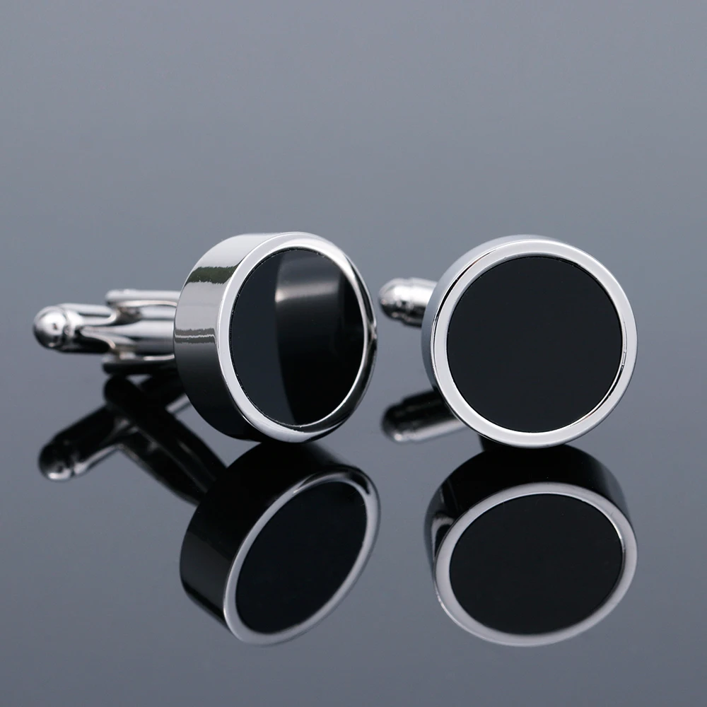 

Cufflinks Men TOMYE XK18S382 Fashion Round Black Buttons Casual Formal French Silver Color Dress Shirts Cuff Links Wedding Gifts