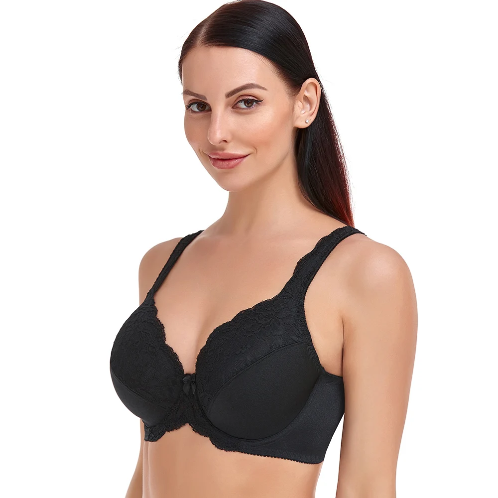 Women's Full Coverage Lace Bra Plus Size Bra Lager Bosom Embroidery Minimizer Bra For Women Thin Soft Bralette C D E F G H I J