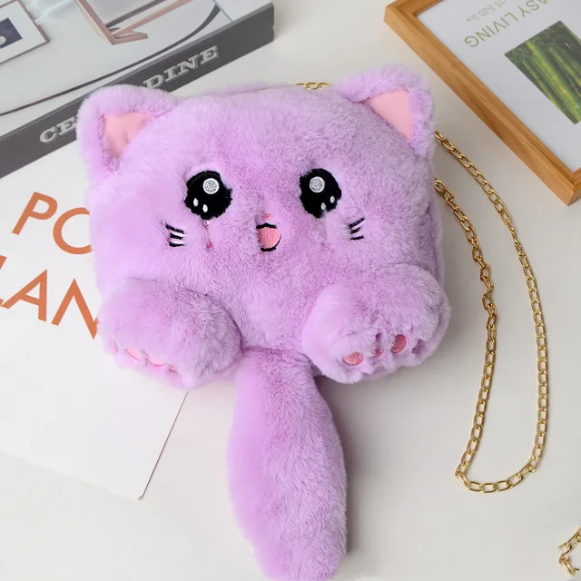 New Fashion Cat Bag Cute Backpack Soft Cute Fashion Plush Shoulder Bag College Wind Plush Cat Bag Girl Bag Child's Gift 1