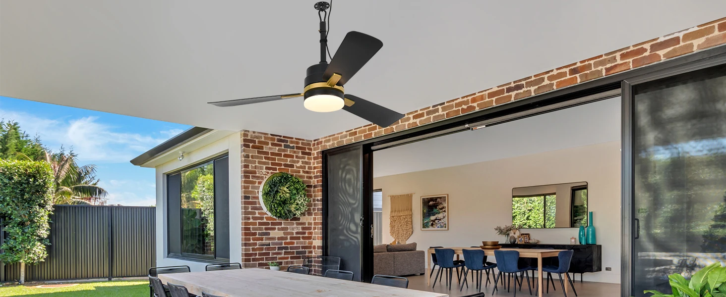 Sealing Led Ceiling Fan with Light Remote Control EU/US Standard Black/Gold Ceiling Lamp Fan 105cm Electric Fan Light Fixture