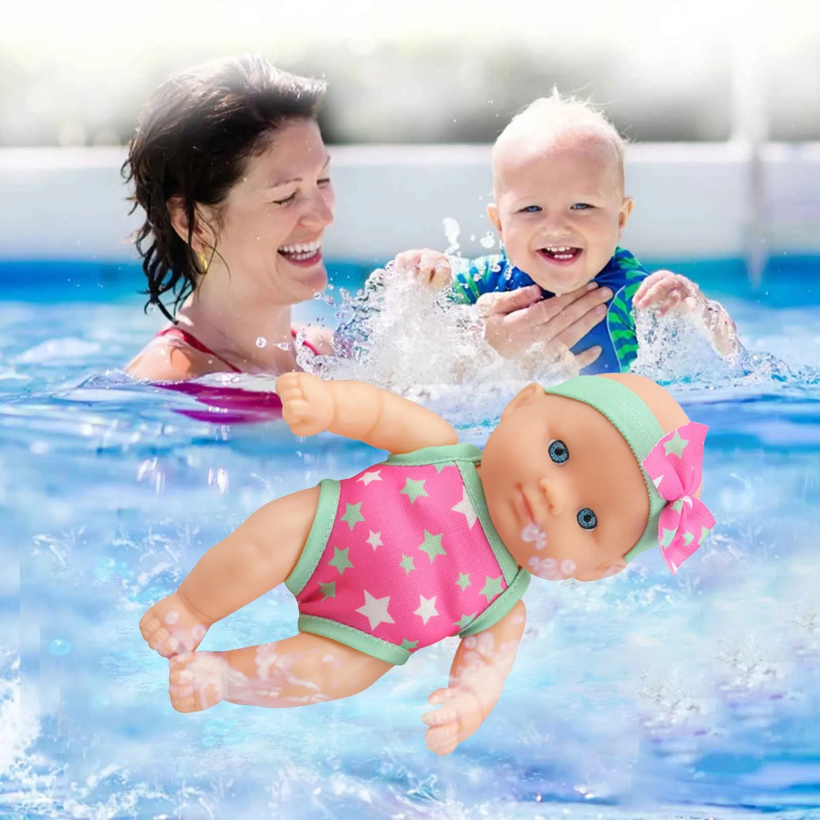 60 X 60cm Joyful Childhood At The Beach Pool Kids' Articulated Joints Swimming Dolls With Easily Detachable Swimsuits