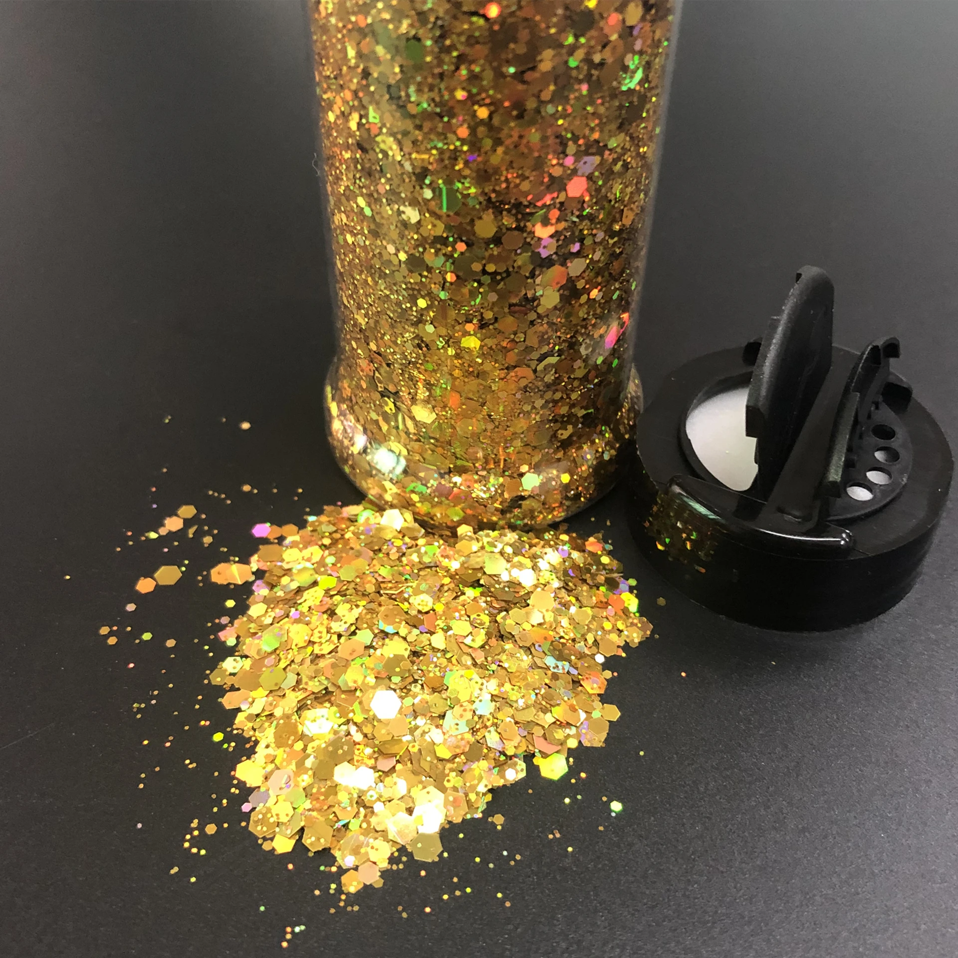 

2oz (57g) Shaker Gold Holographic Chunky Flakes Nail Glitter for Epoxy Resin Craft Tumblers
