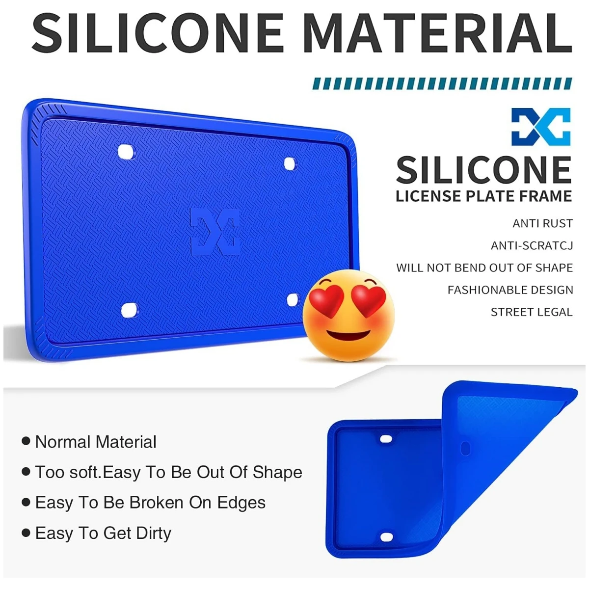 License Plate Frame Silicone Cover Rust-Proof Holder USA All States