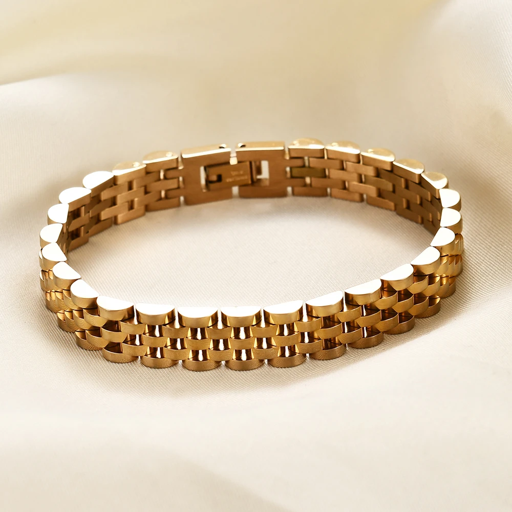 Trendy Minimalist Gold-Plated Stainless Steel Bracelet - Elegant Jewelry Gift