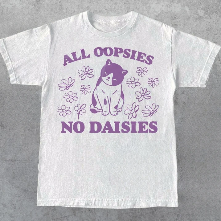 Винтажная ретро-футболка унисекс с изображением всех оанютин, без маргариток, для взрослых, винтажная модель, ностальгия, кошка, забавная футболка, хлопковые футболки