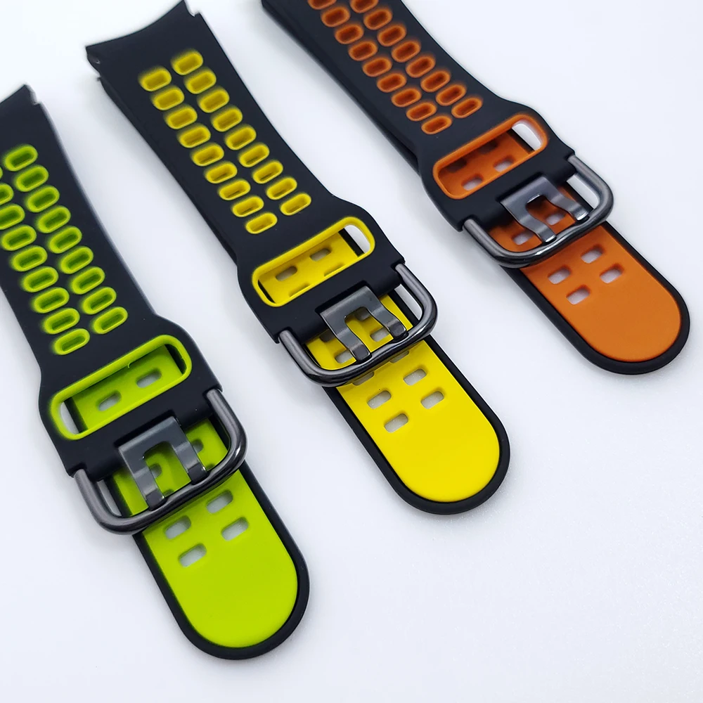 Double Color Sport Silicone Band For Samsung Galaxy Watch 4 Classic 46Mm 42Mm / 44Mm 42Mm Smartwatch Strap Replacement Watchband
