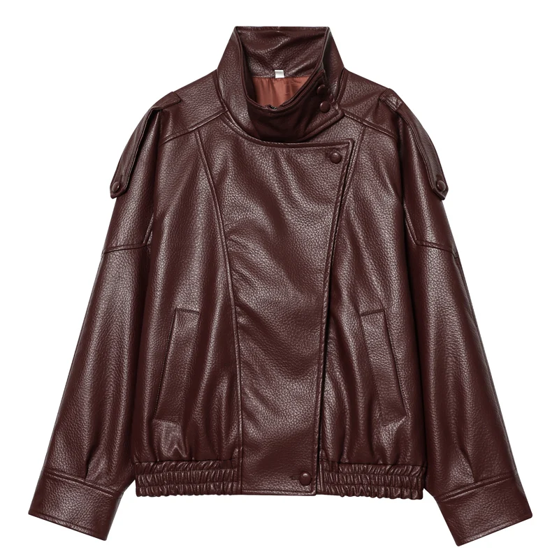 Women's Jacket Black Pu Leather Jacket Long Sleeve Top Female Autumn 2025 New In Jackets & Coats Street Zip-Up Jacket Streetwear - 6