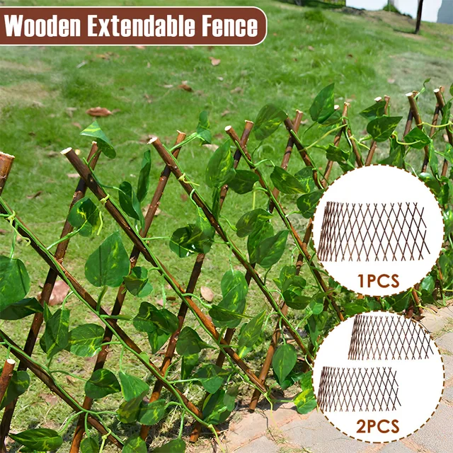 1/2Pcs Wooden Extendable Fence Garden Trellises Retractable Privacy Fence Plant Climbing Lattice Outdoor Flower Decoration Rack