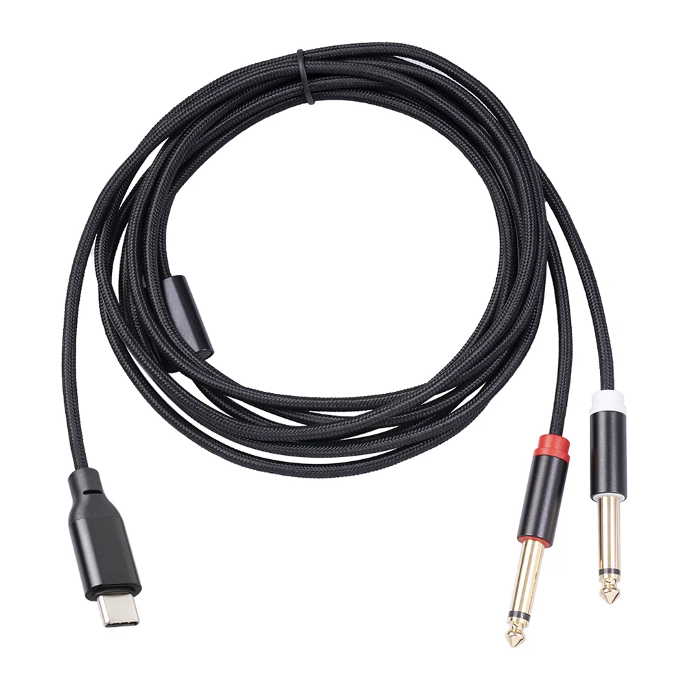 ݵ ÷װ ִ  1/4 ġ ׷ ø Y ̺, USB C Ÿ to  6.35mm, 1/4 ġ TS  ڵ, 1 m, 2 m, 3m