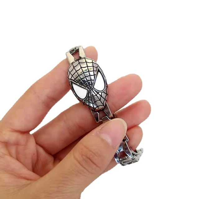 Marvel Spiderman Metal Bangle Bracelet Web Design Charm Adjustable