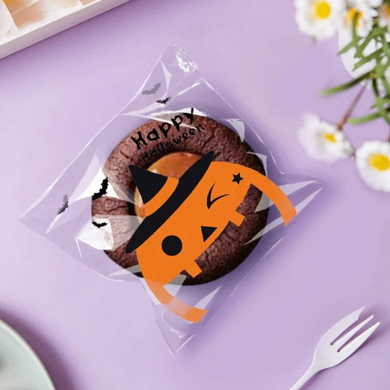 

Halloween Candy Bag Gift Cookie Bags Biscuits Snack Plastic Packaging Bags Halloween Party Decoration Supplies 100Pcs