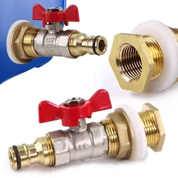 16mm Brass Ball Valve Water Tank Joint Quick Connector Garden Irrigation Fish Tank Adapter Built-in Filter Screen Rubber Washer