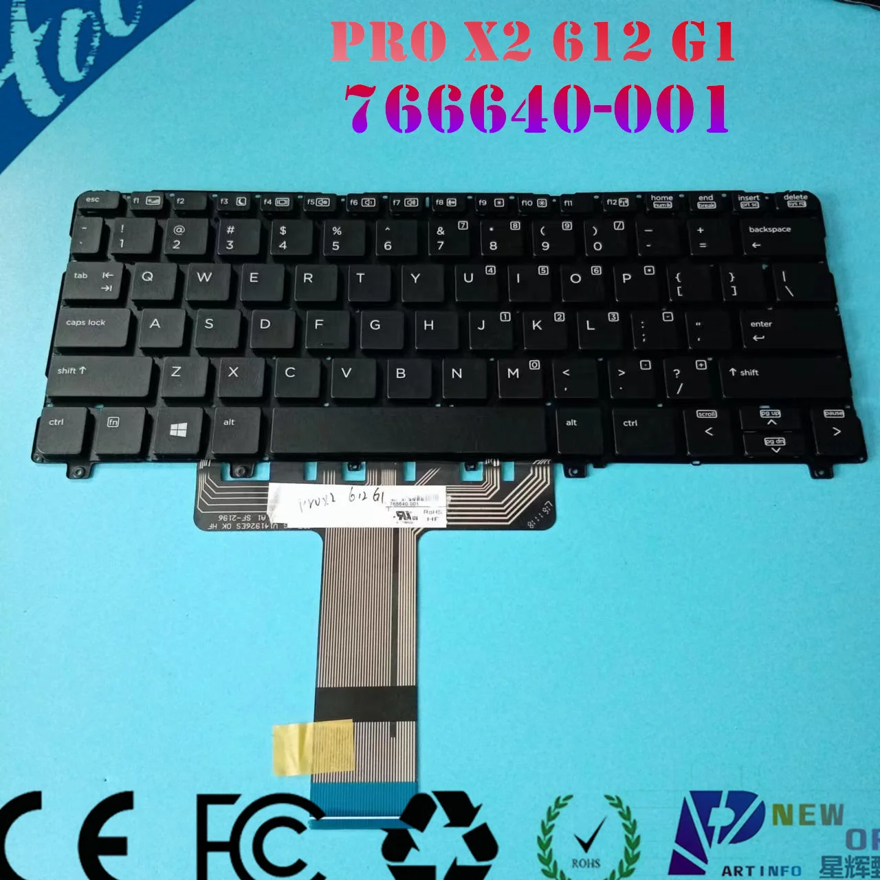 Tastiera Per Laptop Usa Per Hp Pro X2 612 G1 Series 766640-001 Senza Cornice