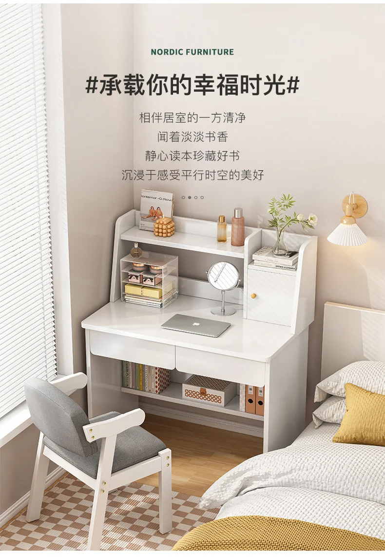 Description Picture 3 of itemAOLIVIYA Computer Desktop Table Bedroom Dresser Desk Home Student Study Table Rectangular Writing Table with Bookshelf