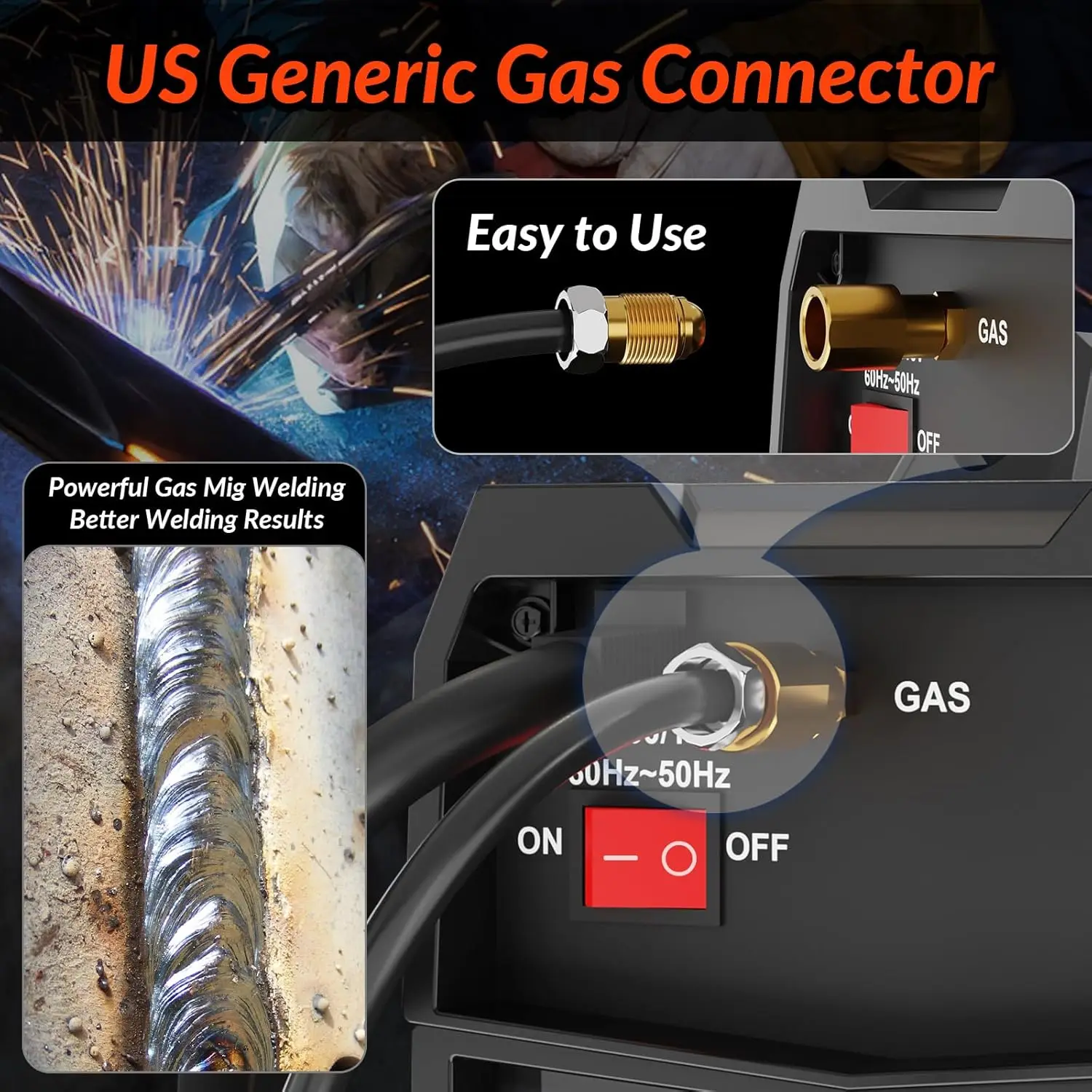 GUOZHI 200A MIG Welder, 7 in 1 Gas MIG/MAG/Gasless Flux Core MIG/Lift TIG/Stick/Spot Welding/Spool Gun Multi-Process, Dual Vo 3