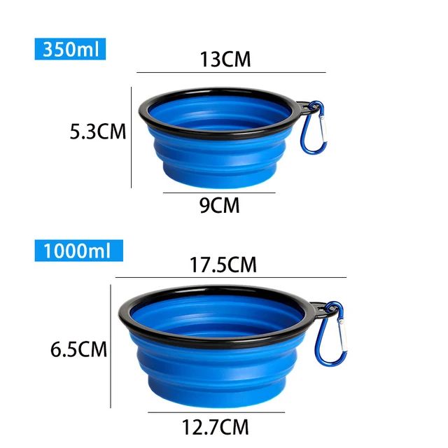 Dogs Feed Supplies Folding Silicone Bowl Portable Puppy Water Container with Carabiner Folding Cats Bowl Travel Pets Accessories 4