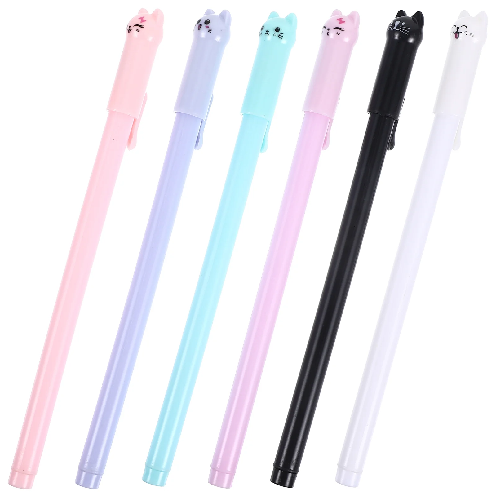 

6 Pcs Writing Cute Pen Creative Stationery Cap Cat Gel Writing Unique Cute Kawaii Student Use