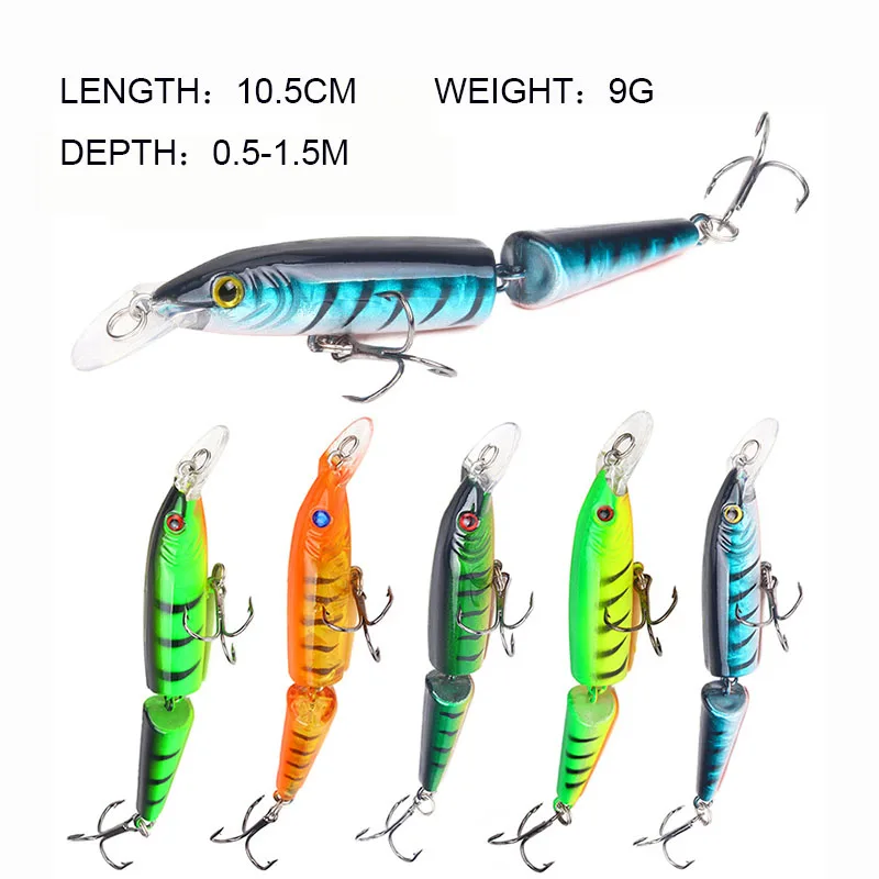 

5pcs Fishing Lure Luya Bait 9g/10.5cm Swing Simulation Minnow Two Segment Hard Artificial Bait for Fishing Tackle Lure Fishhook