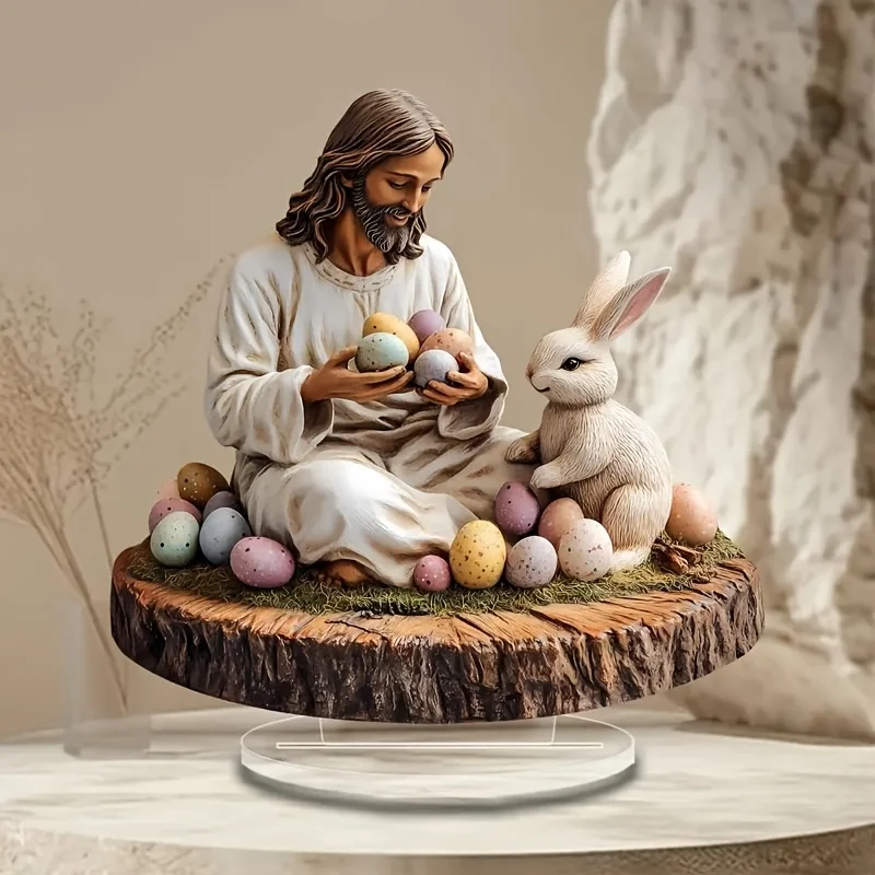 Easter Desk Decorations Cute Bunny Table Sign Acrylic Ornaments
