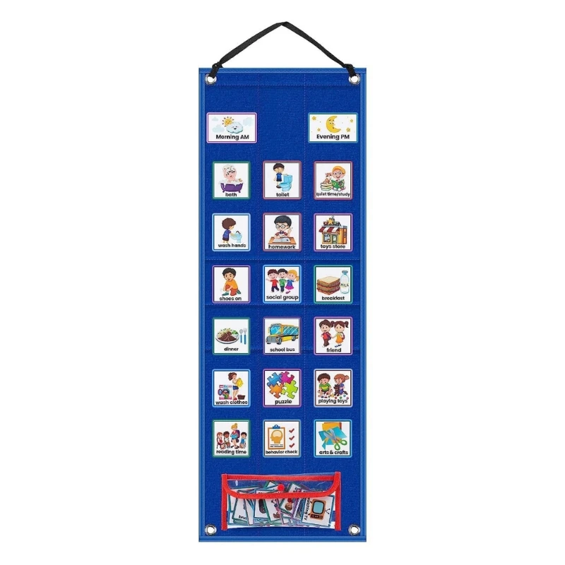 

Daily Schedule Pocket Charts, Daily Routine Pocket Chart with 70 Cards, Classroom Pocket Chart for Speech and Language Dropship