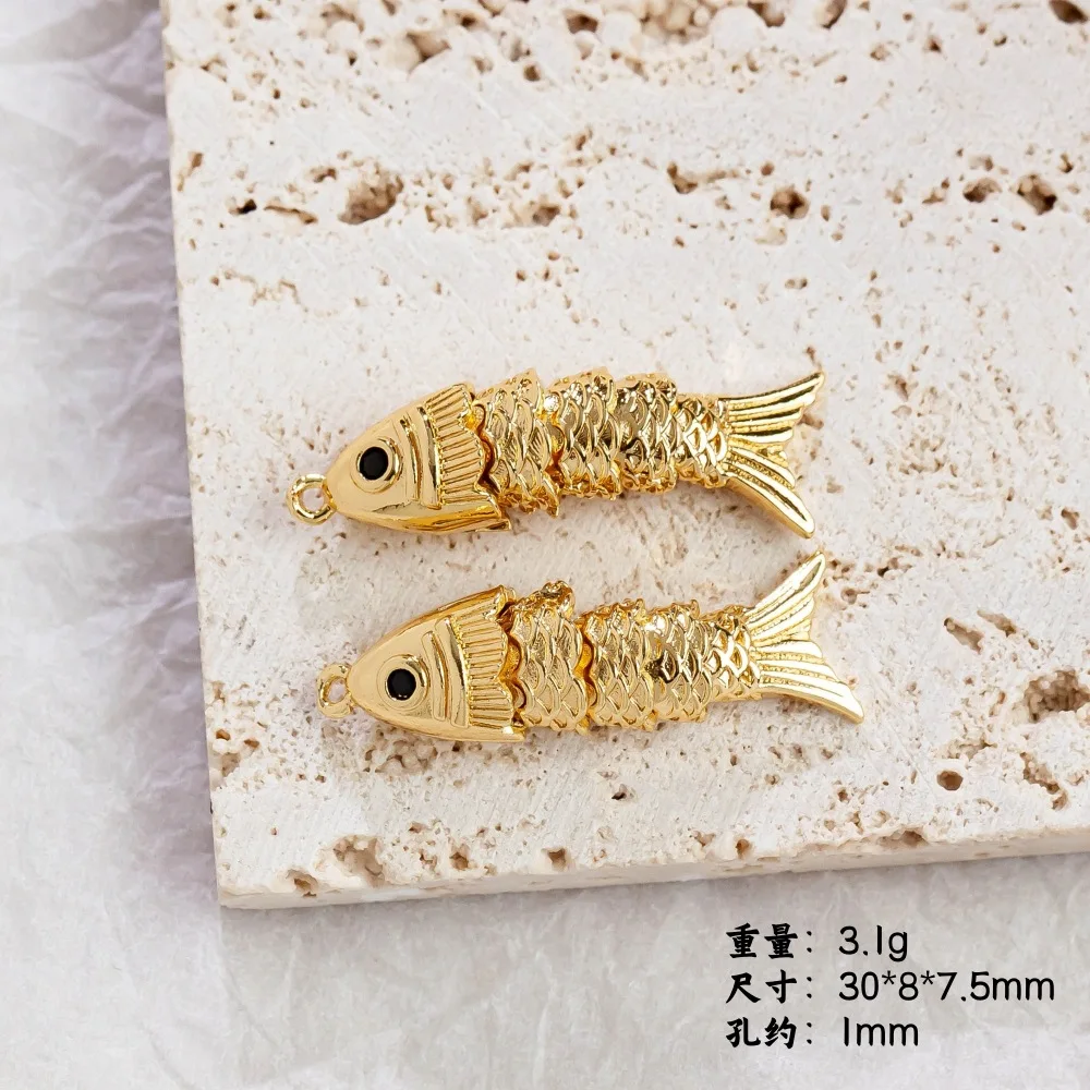 Copper Plated Gold Fish Pendant for DIY Handmade Jewelry with Electroplated Color Retention