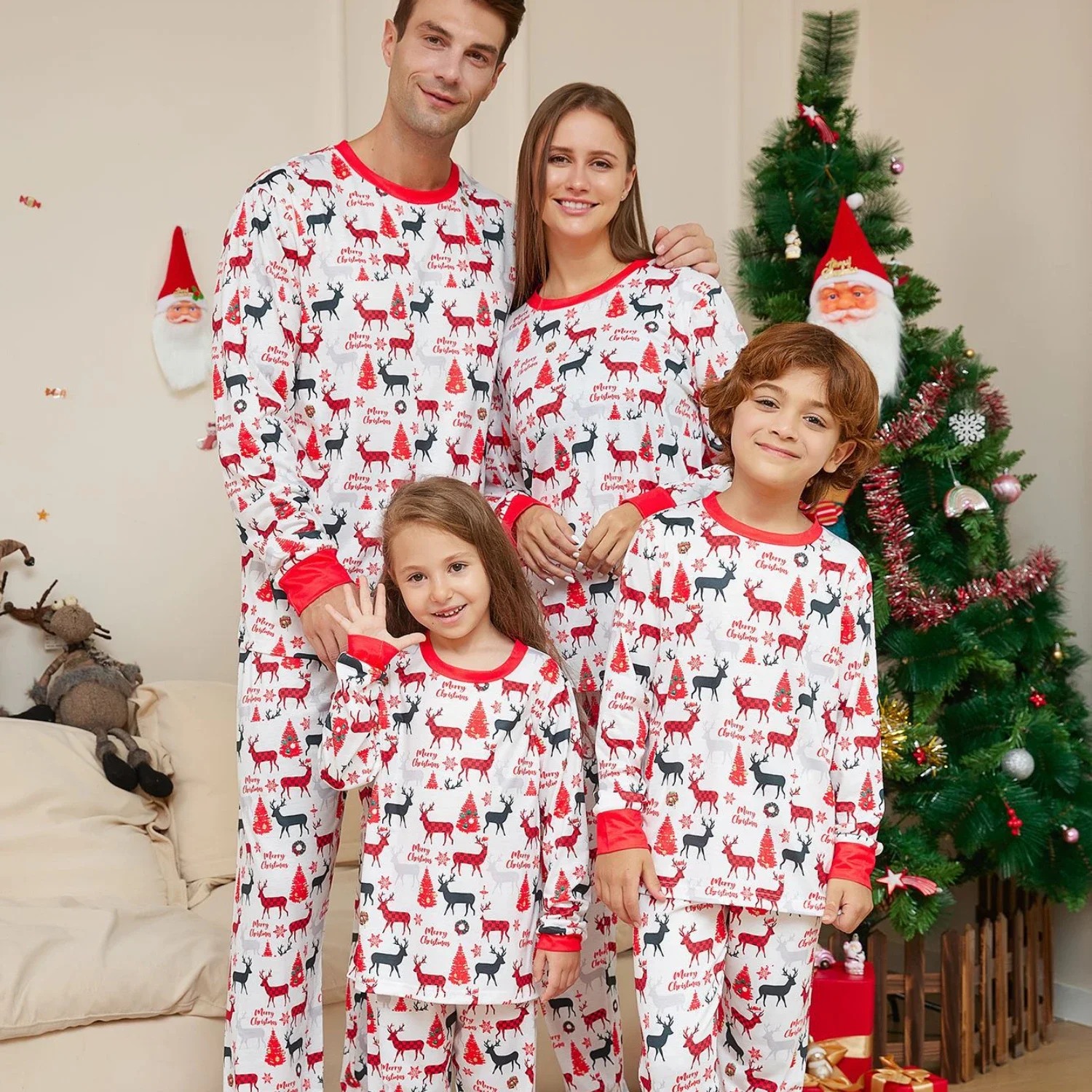 

Family Christmas Pajamas Set Deer Mother Kids Elk Santa Claus Print Baby Xmas Family Matching Outfits Christmas Family Clothes
