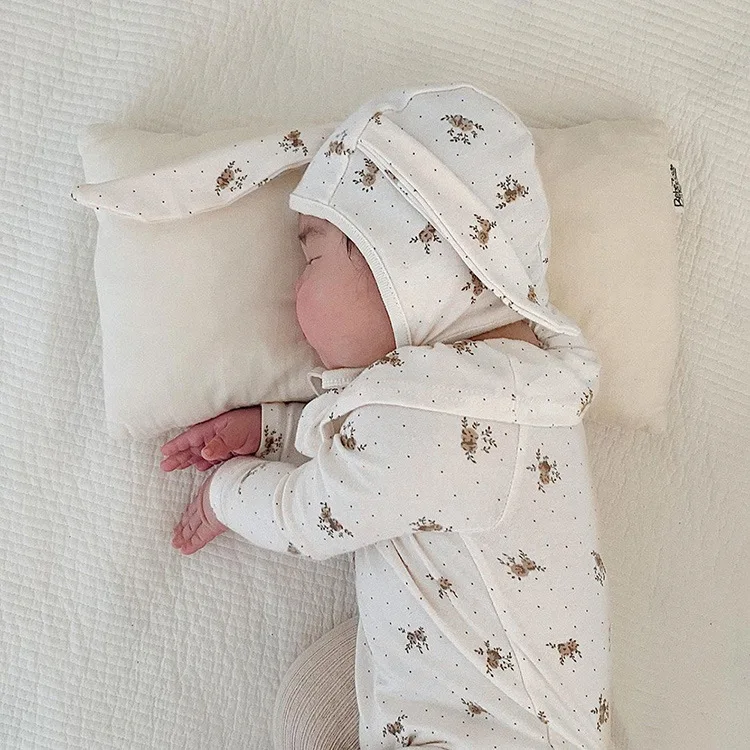 

Baby Autumn Clothing Baby One-Piece Small Floral Lapel Romper Baby Girl Long-Sleeved Triangle Romper Hat